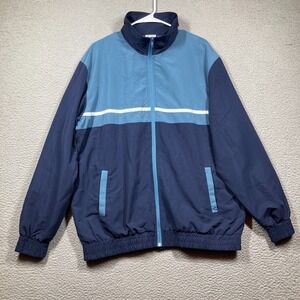 John Blair Jacket Men's Large Blue Full Zip Lightweight Mock Neck Casual Golf